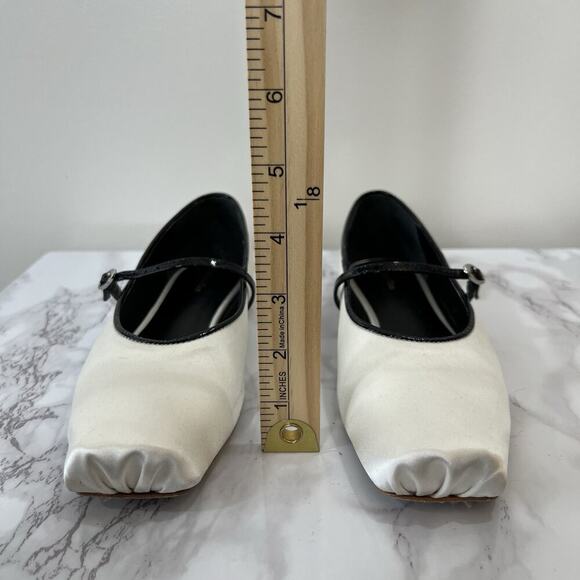 Reformation Womens Mariella Mary Jane Ballet Flats Size 5.5 Black White Minimal - Picture 12 of 15
